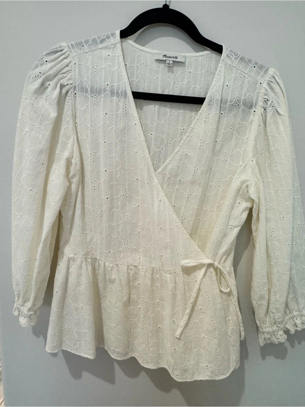 Madewell Eyelet Wrap Peplum Top